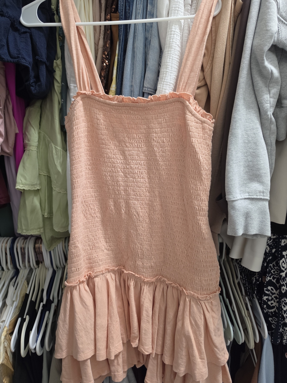 American Eagle Outfitters Peach Smocked Strapless Top